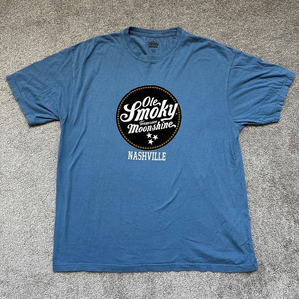 Ole Smoky Tennessee Moonshine Nashville Cornflower Blue Short Sleeve T-Shirt L